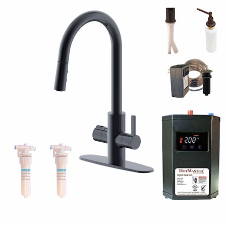 Westbrass HotMaster 4 in 1 Dual Function Pull Down Kitchen Faucet Appliance W/ Filtered DigiHot Instant Hot Ta KH41AKC-12